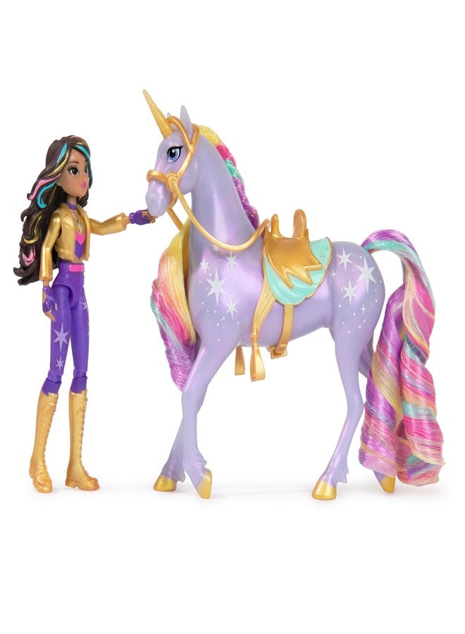 Unicorn Academy أكاديمية يونيكورن، صوفيا ووايلد ستار مع قطعتين إضافيتين وأداة لتصفيف الشعر، دمى وألعاب يونيكورن. هدايا وحشوات جوارب للفتيات من عمر 4 سنوات فما فوق - Image 3